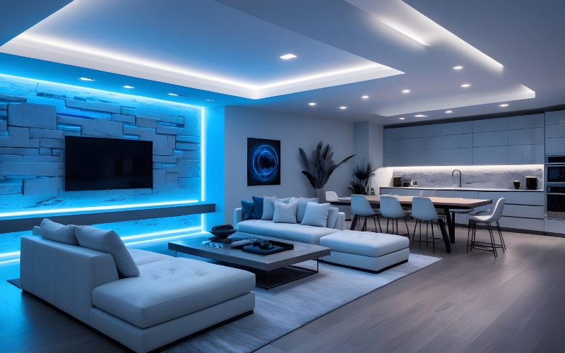 Rénovation intérieure appartement avec éclairage LED moderne